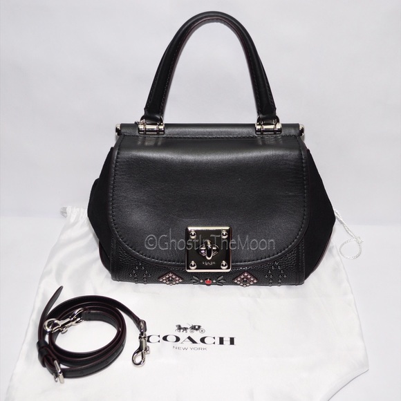 Coach Handbags - Coach Black Leather Western Rivets Drifter Handbag